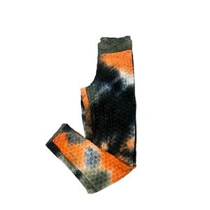 Vibrant Tie-Dye Leggings in Orange and Black